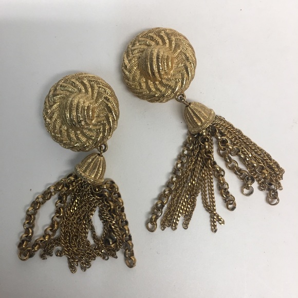 Vtg Givenchy Gold tone dangled signed earrings - Picture 10 of 15